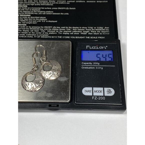 925 Mexico Sterling Silver Edged Earrings Mayan Drops 5.45g - Picture 7 of 7